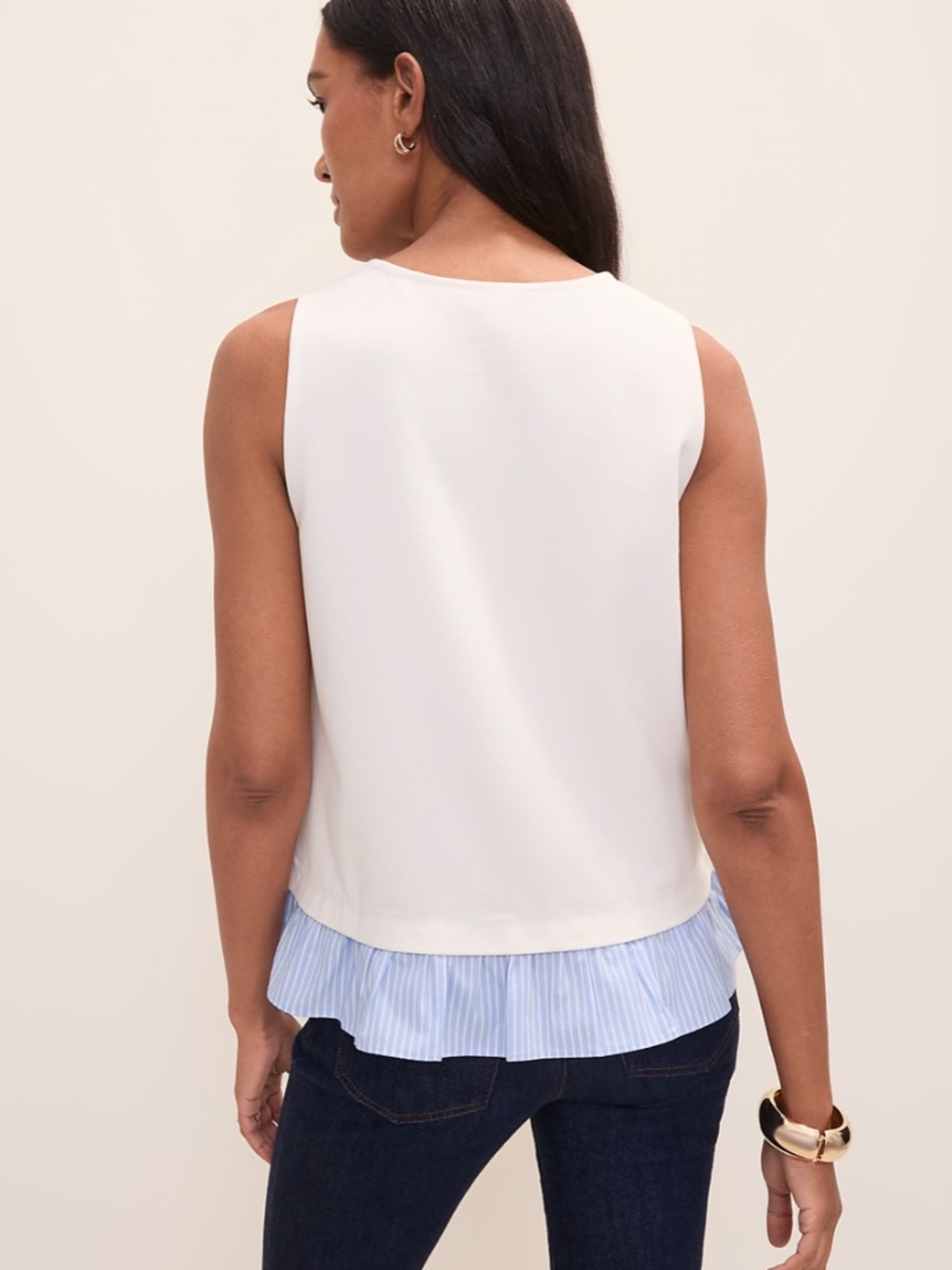 Ann Taylor Weekend Layered Ruffle Tank - Cream - Large - Picture 5 of 8